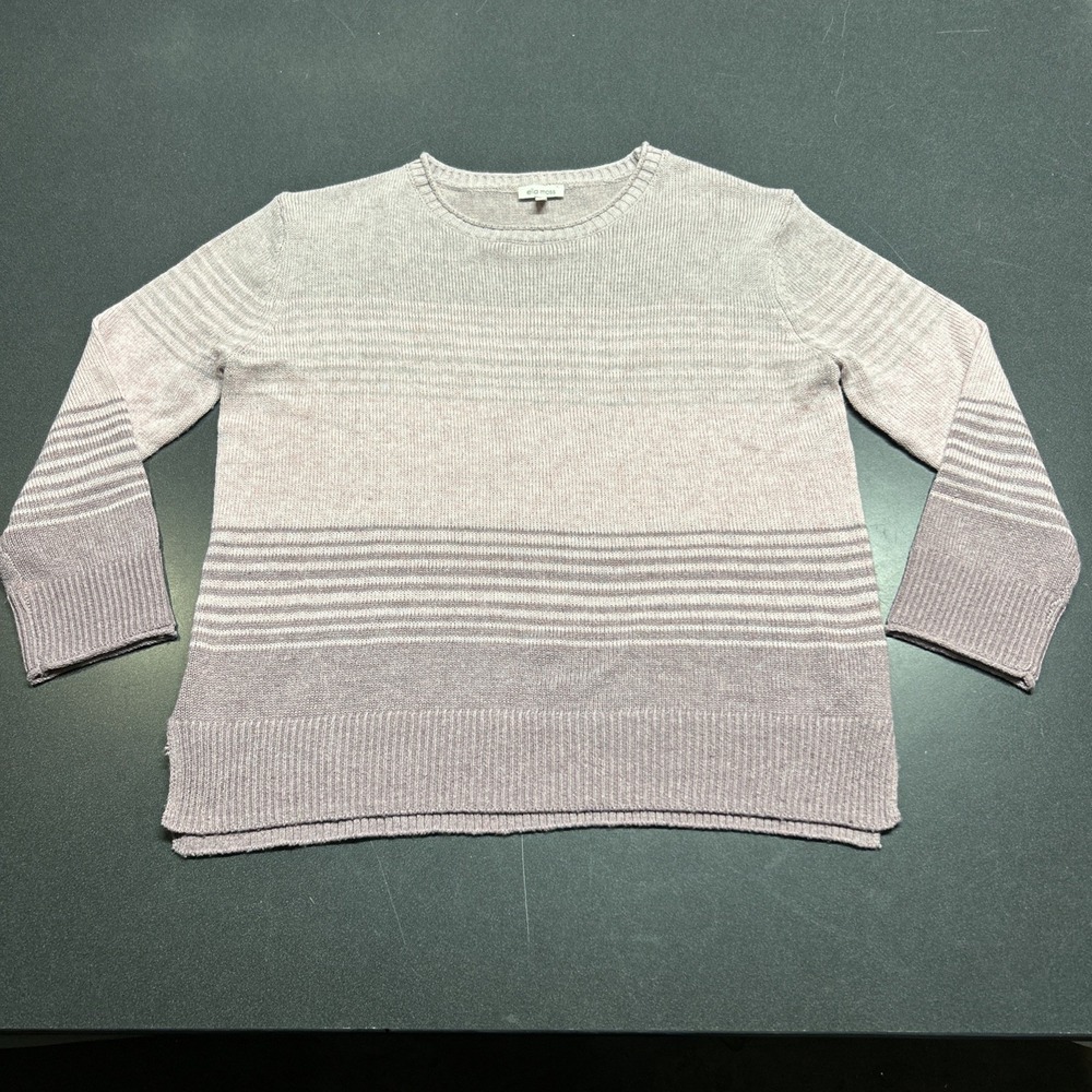Ella Moss Ladies' Crewneck Sweater Pink Striped Size Medium Knit Super Soft